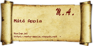 Máté Appia névjegykártya